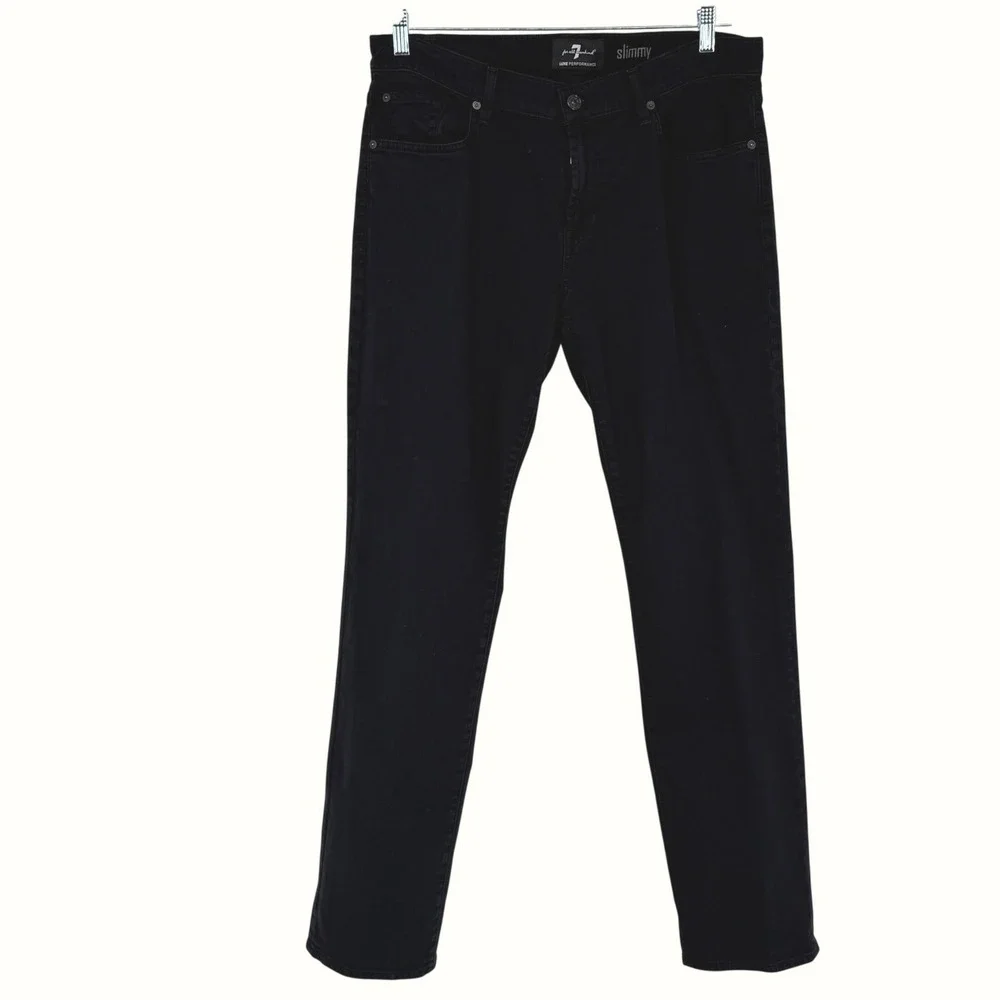 7 For All Mankind Slimmy‎ Luxe Performance Mens Black Slim Fit Jeans Size 34